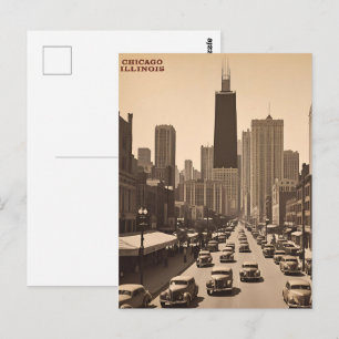 Klassieke stadsgezicht van Chicago Illinois Retro Briefkaart