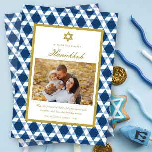 Klassieke ster van David Pattern Lijst Hanukkah Fo Feestdagenkaart