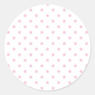 Klassieke sterren lichtroze - wit ronde sticker