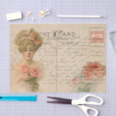 Klassieke stijl Briefkaart/Victoriaans dame met Ro Tissuepapier (Craft)