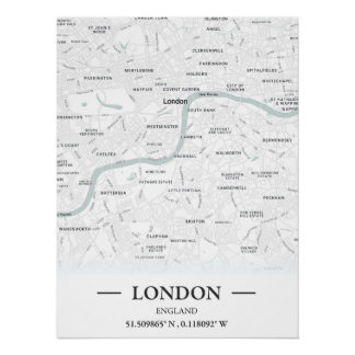 Klassieke stijl stadsplattegrond van Londen, Engel Perfect Poster