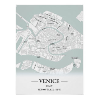 Klassieke stijl stadsplattegrond van Venetië, Ital Perfect Poster