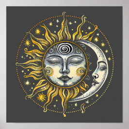 Klassieke stijl Sun&Moon&Star Divination Astrology Poster