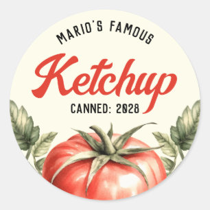 Klassieke stijl Thuisgemaakte tomatenketchup inmak Ronde Sticker