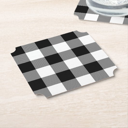 Klassieke Stijl Wit en Zwart Buffel Plaid Kartonnen Onderzetters (Gekanteld)