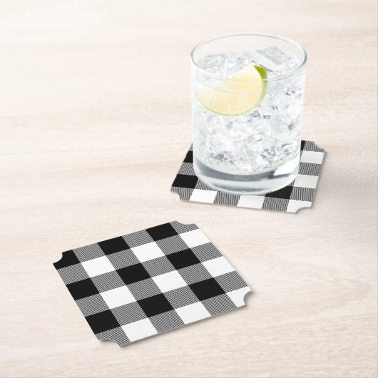 Klassieke Stijl Wit en Zwart Buffel Plaid Kartonnen Onderzetters (Insitu)