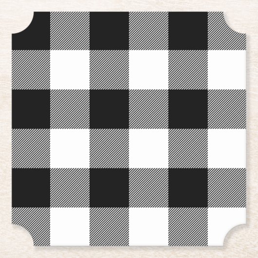 Klassieke Stijl Wit en Zwart Buffel Plaid Kartonnen Onderzetters (Voorkant)