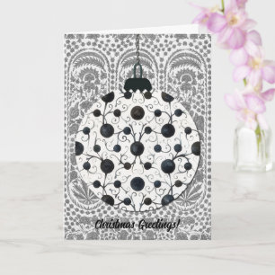 Klassieke stijl zwart grijs ornament kunst Kerstmi Kaart