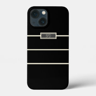 Klassieke stijlvolle zwart met monogram iPhone 13 mini hoesje
