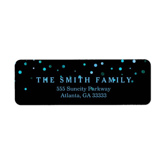 Klassieke Stippen Modern Black Blue Glitter Etiket (Voorkant)