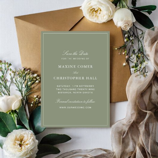 Klassieke Stof Groen Script Bruiloft Save The Date