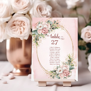 Klassieke Stof Roze Bloemen Groene Tafel Nummer Kaart