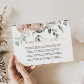 Klassieke Stof Roze Roos Bloemige Trouwdag Wens  Informatiekaartje