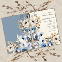 Klassieke Stofblauwe Gouden Winterhuwelijk