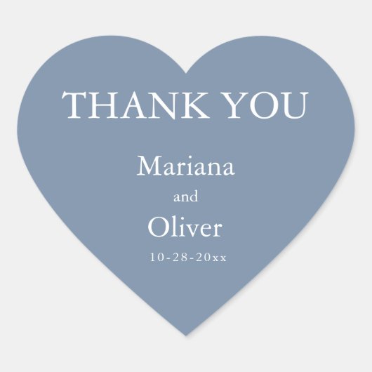 Klassieke stoffige blauwe bruiloft hart sticker (Voorkant)