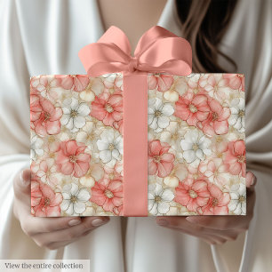 Klassieke stoffige roze en gouden 80ste verjaardag cadeaupapier