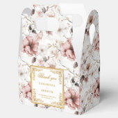 Klassieke stoffige roze gouden bloemen bruiloft fa bedankdoosjes (Geopend)