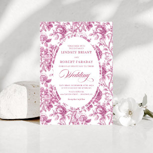 Klassieke stoffige roze toile bloemige trouwuitnod kaart