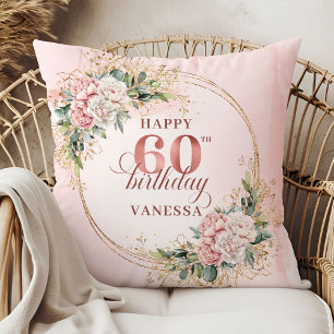 Klassieke stoffige roze waterverf bloemen 60 verja kussen