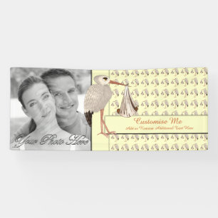 Klassieke Stork (Baby op weg) Neutral 2 Spandoek