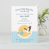Klassieke Stork Baby Shower Uitnodiging (Staand voorkant)