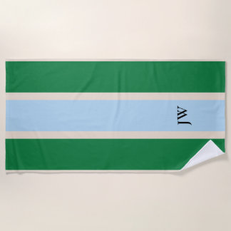 Klassieke strandhanddoek met monogram en race stre strandlaken