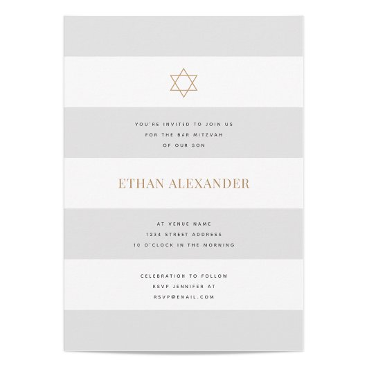 Klassieke Strepen Bar Mitzvah Kaart