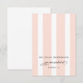 Klassieke strepen huwelijksplaatskaart in lichtroz kaart (Voorkant / Achterkant)