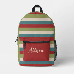 Klassieke strepen met Custom Name Design Bedrukte Rugzak