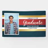 Klassieke Stripes Afstuderen Fotogradatie Partij Spandoek (Horizontaal)