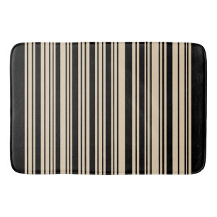 Klassieke Stripes Black en Taupe Badmat