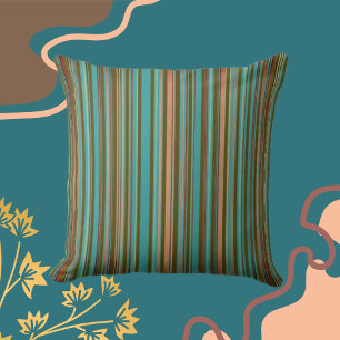 Klassieke Stripes Blauwgroen Clay Shades Brown Kussen
