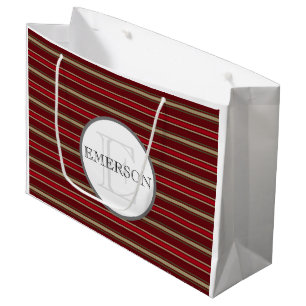 Klassieke Stripes Burgundy Red Tan White Groot Cadeauzakje
