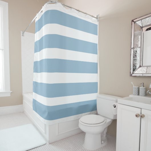 Klassieke Stripes Light Slate Blue en White  Douchegordijn (In situ)