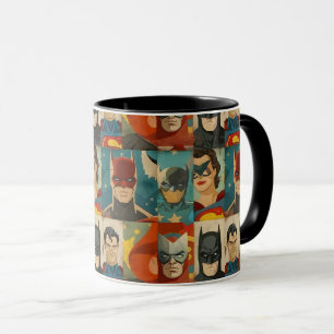 Klassieke striphelden in retro kleuren mok