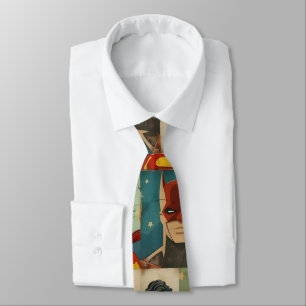 Klassieke striphelden in retro kleuren stropdas