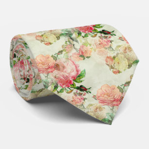 Klassieke stropdas met perzik roze antieke rozen
