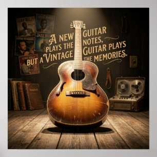 Klassieke Sunburst Hollow Body Gitaar Poster