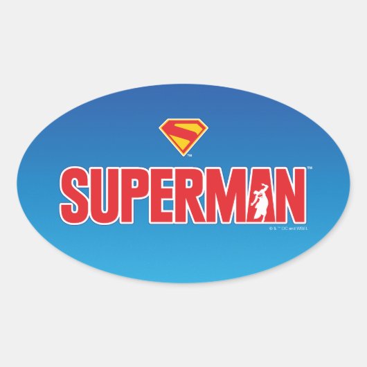 Klassieke Superman Bold Logo Ovale Sticker (Voorkant)