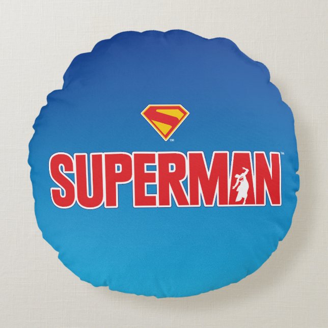 Klassieke Superman Bold Logo Rond Kussen (Voorkant)