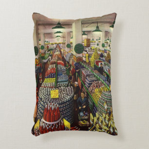 Klassieke supermarkt voor business, eten en drank accent kussen