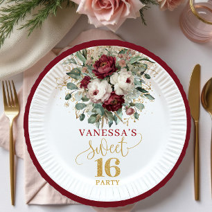 Klassieke Sweet Sixteen Blush Bourgogne Borden Papieren Bordje