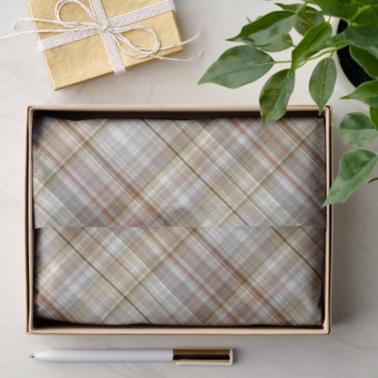 Klassieke Taupe Beige Brown Grey Gingham Tissuepapier (Geschenk)