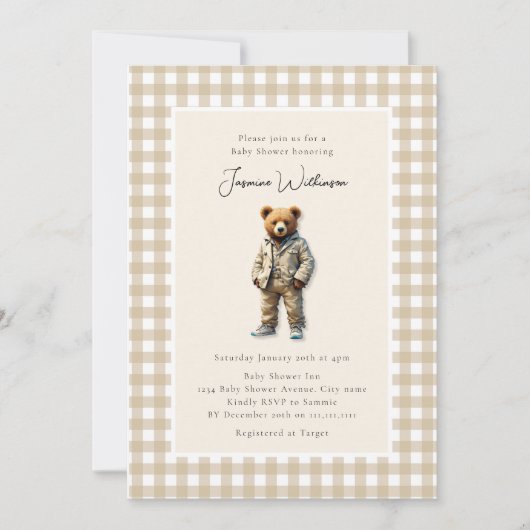 Klassieke Teddy Baby Shower Kaart (Voorkant)