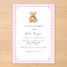 Klassieke teddybeer babyshower acryl uitnodiging v