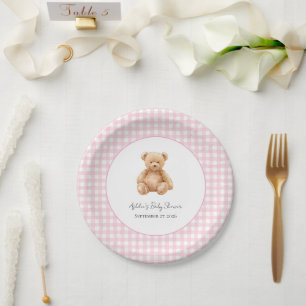 Klassieke teddybeer babyshower papieren bord