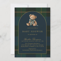 Klassieke teddybeer groen en blauw geruit babyshow
