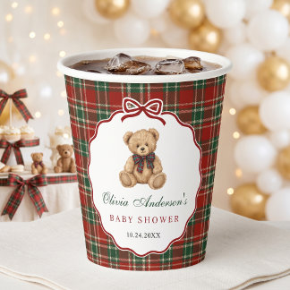 Klassieke teddybeer Kerstmis babyshower Papieren Bekers