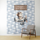 Klassieke teddybeer piloot baby shower fotowand wandkleed (In situ)