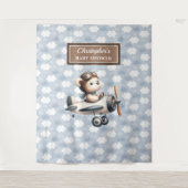 Klassieke teddybeer piloot baby shower fotowand wandkleed (Voorkant)